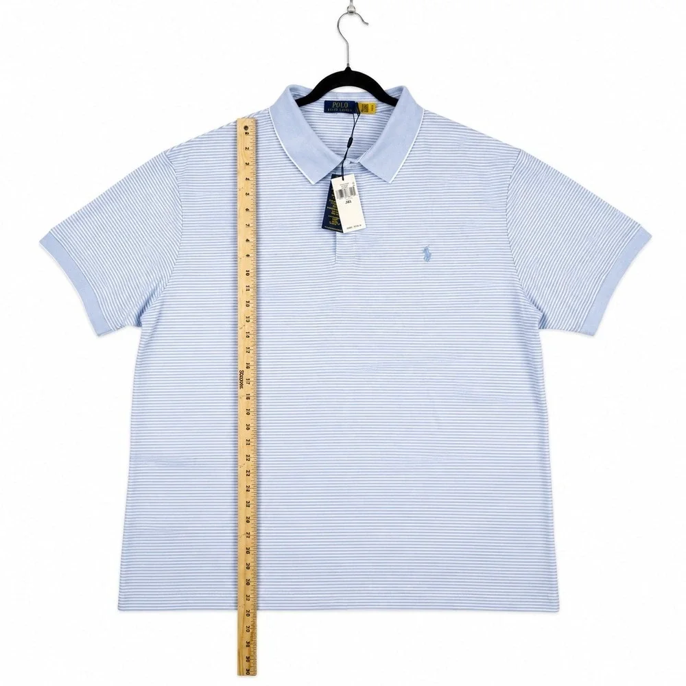 Polo Ralph Lauren Shirt Mens 4XB NWT Blue White Striped Short Sleeve Polo